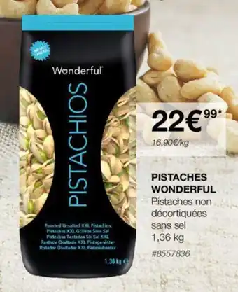 Costco PISTACHES WONDERFUL Pistaches non décortiquées sans sel offre