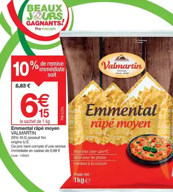 Promocash Emmental râpé moyen VALMARTIN offre