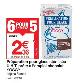 Promocash Préparation pour glace stérilisée U.H.T. prête à l'emploi chocolat YOGGY offre