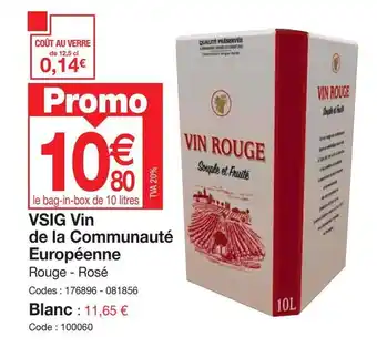 Promocash VSIG Vin de la Communauté Européenne offre