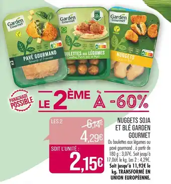 Match NUGGETS SOJA ET BLÉ GARDEN GOURMET offre