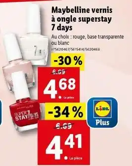 Lidl Maybelline - vernis à ongle superstay 7 days offre