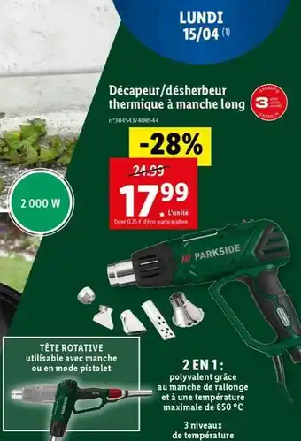 Lidl Parkside - décapeur/désherbeur thermique à manche long offre