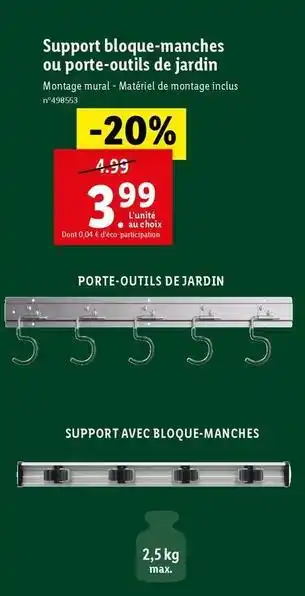 Lidl Support bloque-manches ou porte-outils de jardin offre