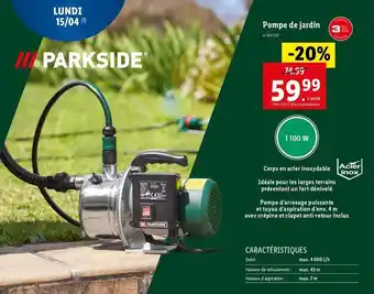 Lidl Parkside - pompe de jardin offre