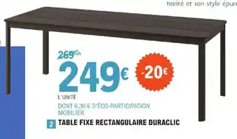 E.Leclerc Brico TABLE FIXE RECTANGULAIRE DURACLIC offre