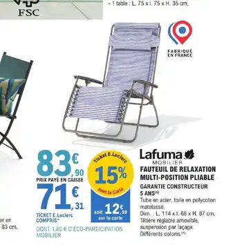 E.Leclerc Brico Fauteuil de relaxation multi-Position pliable offre