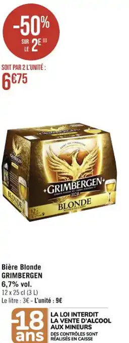 Casino Supermarchés Bière Blonde GRIMBERGEN 6,7% vol. offre