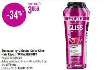 Casino Supermarchés Shampooing Ultimate Color Gliss Hair Repair SCHWARZKOPF offre