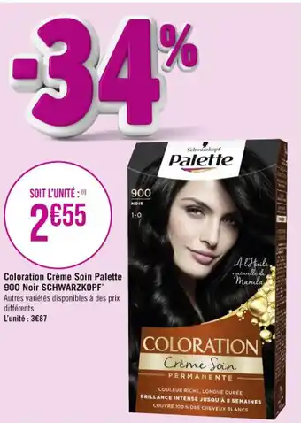 Casino Supermarchés Coloration Crème Soin Palette 900 Noir SCHWARZKOPF offre