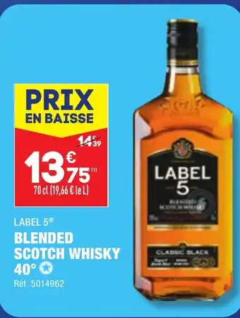 ALDI BLENDED SCOTCH WHISKY 40 offre