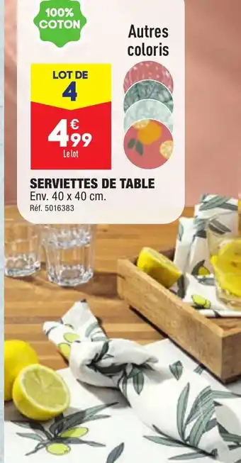 ALDI SERVIETTES DE TABLE offre