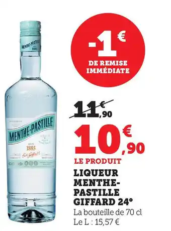 Hyper U LIQUEUR MENTHE- PASTILLE GIFFARD 24° offre