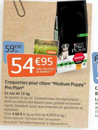 Jardiland Pro plan croquettes pour chien medium puppy offre