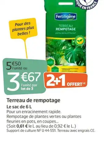 Jardiland Fertiligène terreau de rempotage offre