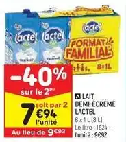 Leader Price Lactel - lait demi-ecrémé offre