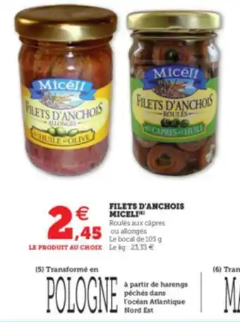 Super U Filets D'Anchois Miceli offre