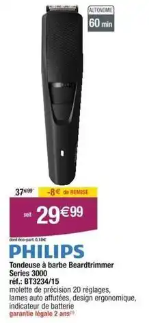 Cora x Carrefour Philips - tondeuse a barbe beardtrimmer series 3000 offre
