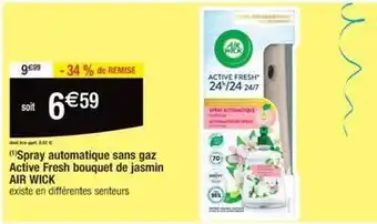 Cora x Carrefour Air wick - spray automatique sans gaz active fresh bouquet de jasmin offre
