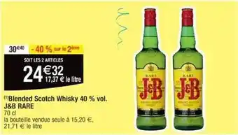 Cora x Carrefour J&b - blended scotch whisky 40 % vol. rare offre