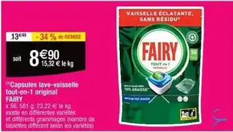 Cora x Carrefour Fairy - capsules lave-vaisselle tout-en-1 original offre