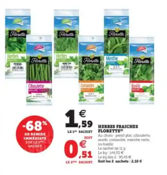 Super U Herbes Fraiches Florette offre