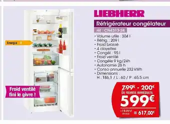 Pro&Cie Rèfrigèrateur Congèlateur CN4313-24 offre