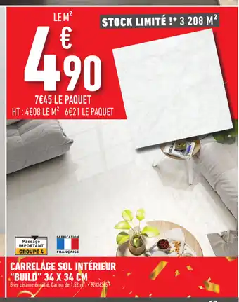Brico Cash Carrelagè Sol Intèrieur "Build" 34 x 34 Cm offre