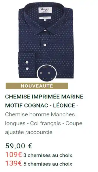 Chemise ImprimĂše Marine Motif Cognac - LĂšonce-