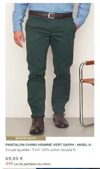 Pantalon Chino Homme Vert Sapin - Nigekl ll -