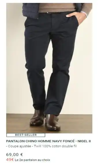 Bexley Pantalon Chino Homme Navy Foncè - Nigel ll offre