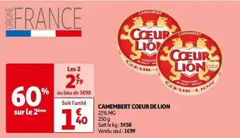 Auchan Coeur de lion - camembert offre