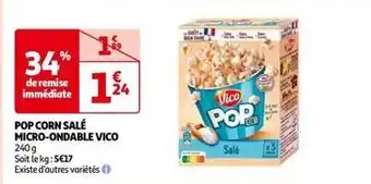 Auchan Vico - pop corn salé micro-ondable offre