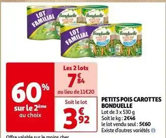 Auchan Bonduelle - petits pois carottes offre