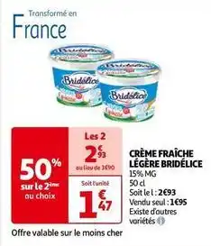 Auchan Bridélice - crème fraîche légère offre