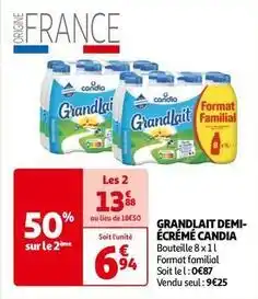 Auchan Candia - grandlait demi- écrémé offre