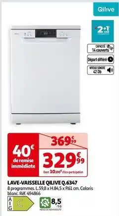 Auchan Qilive - lave-vaisselle q.6347 offre
