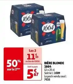 Auchan Kronenbourg - bière blonde 1664 offre