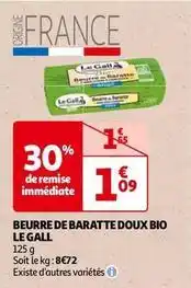 Auchan Le gall - beurre de baratte doux bio offre