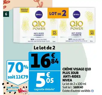 Auchan Crème Visage Q10 Plus Jour Anti-Rides Nivea offre