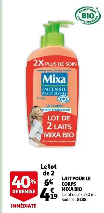 Auchan Lait Pour Le Corps Mixa Bio offre