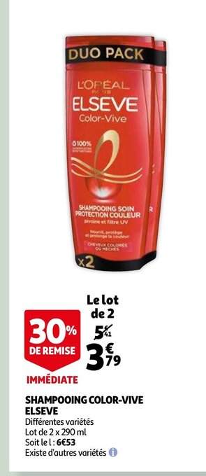 Auchan Shampooing Color-Vive Elseve offre