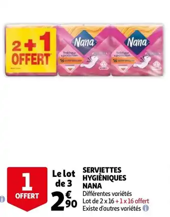 Auchan Serviettes Hygièniques Nana offre