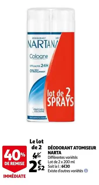 Auchan Dèodorant Atomiseur Narta offre