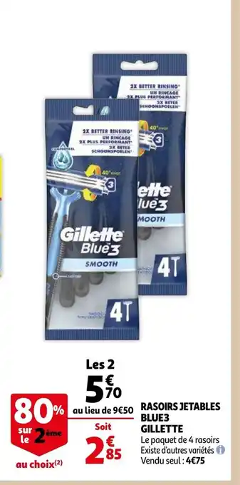 Auchan Rasoirs Jetables Blue 3 Gillette offre