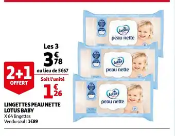 Auchan Lingettes Peau Nette Lotus Baby offre