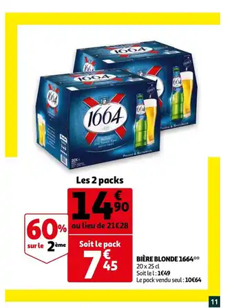Auchan Bière Blonde 1664 offre