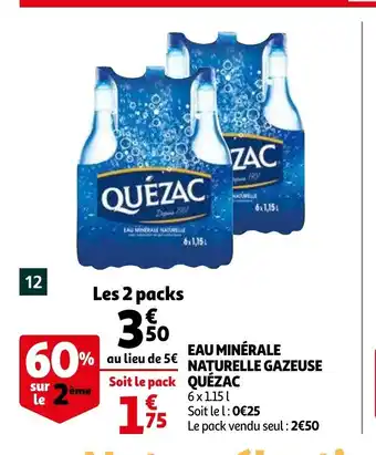 Auchan Eau Minèrale Naturelle Gazeuse Quèzac offre