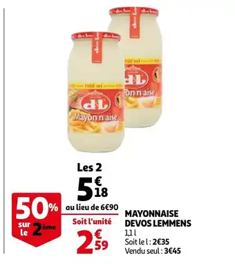 Auchan Mayonnaise Devos Lemmens offre