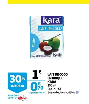 Auchan Lait De Coco En Brique Kara offre